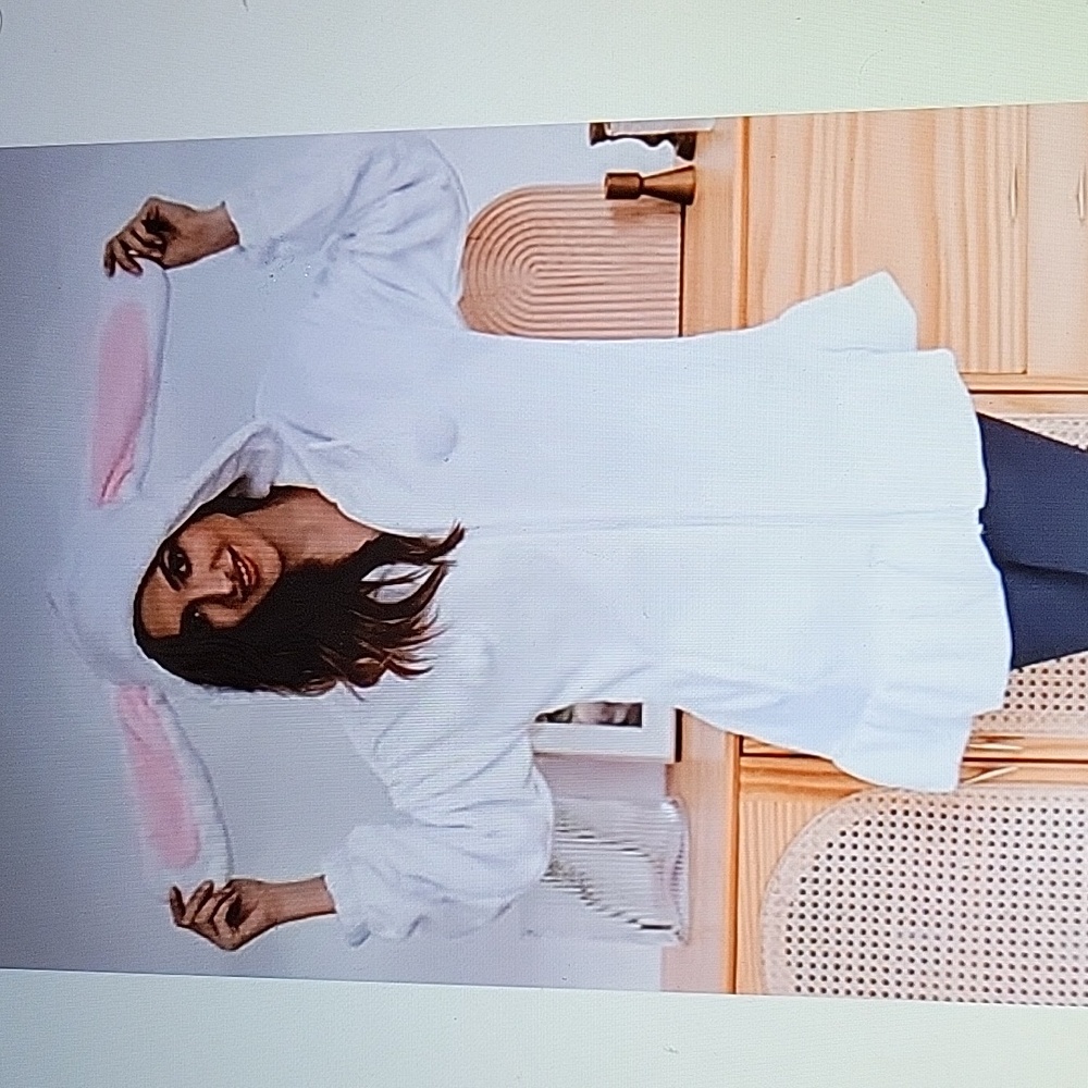 LANLIUM COSPLAY White Bunny Ears Hoodie Flannel Zipper Jacket Rabbit sz XL New